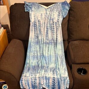 Blue Tie-Dye Maxi Dress
